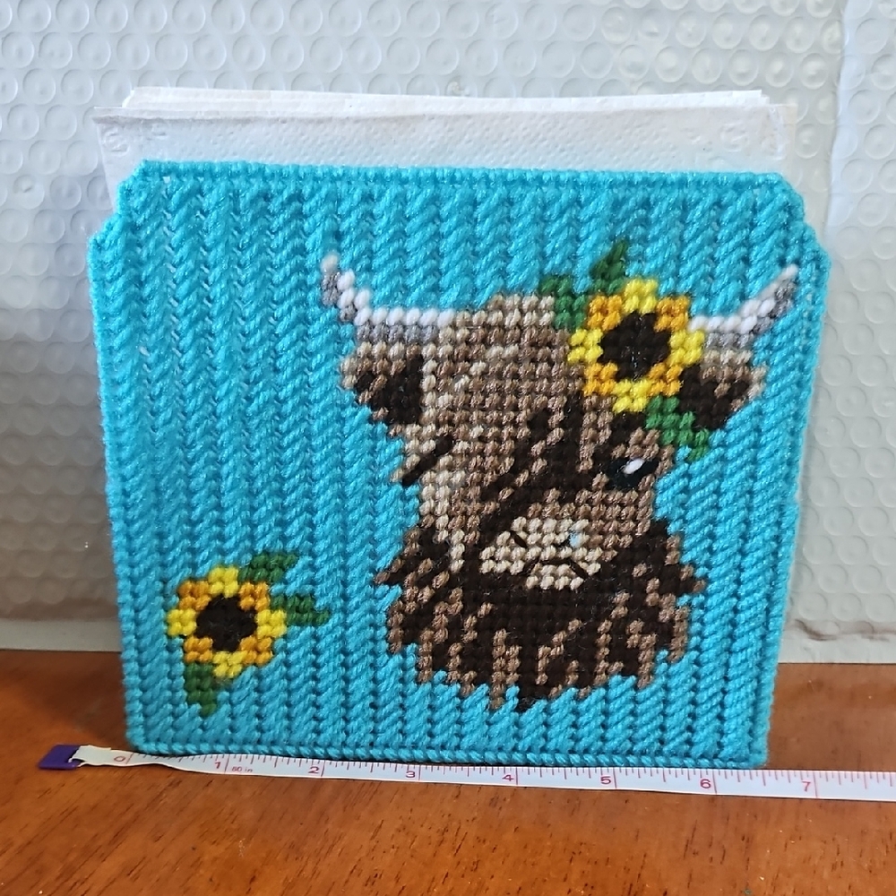 Handcrafted Blue and Brown Cow Design Pouch